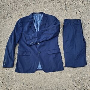 JOHN VARVATOS STAR USA Bleecker Micro-Check Slim Fit Suit Jacket, Navy, Size 42R